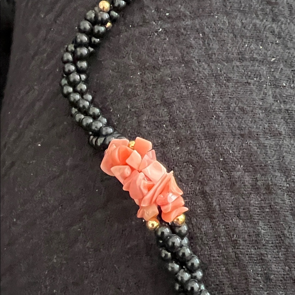Chic Black and Coral Beaded Necklace - Picture 4 of 4